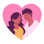 a man and woman in a heart shape